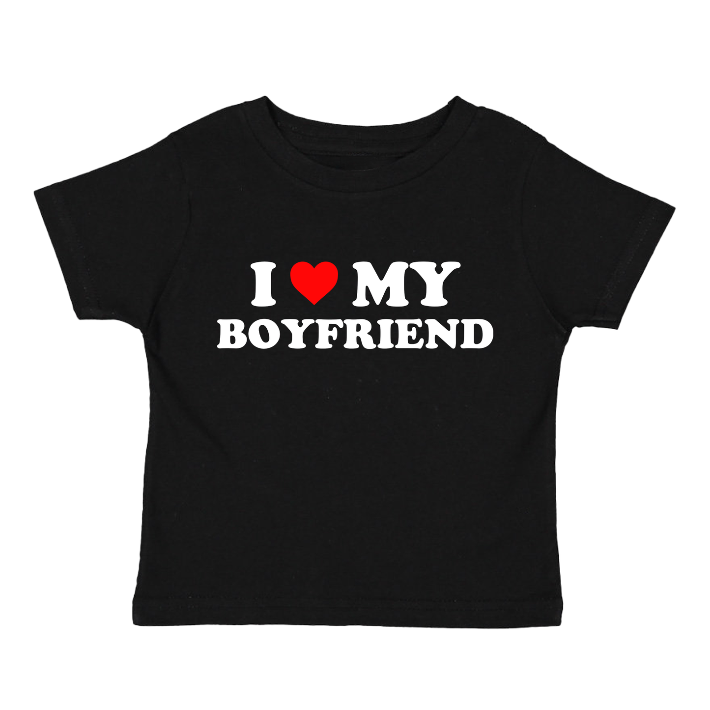 I Love My Boyfriend Baby Tee, Gift For Girlfriend, Anniversary Gift, Couples T Shirt, Relationship T Shirt, Y2K Baby Tee, Black Shirt